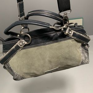 {BCBG Maxazria} Suede Grey Animal Print Purse